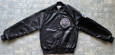 Vintage Colorado Rockies MLB Black Nylon Jacket Unbranded Adult Small USA Made - Image 1 of 4