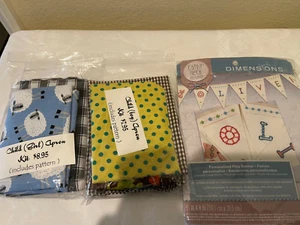 Dimensions Cathy Heck Cross Stitch Flag Banner + Boy & Girl Apron Kits - Picture 1 of 5