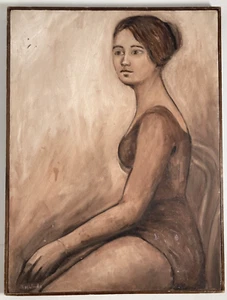 Antique Vintage Original Oil Painting Seated Ballerina -NYC Pre WWII -Signed - Picture 1 of 10
