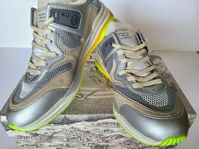 Nueva Auténtica Zapatilla Gucci Ultrapace Plateada Metálica Multi Para Hombre G 9 EE. UU. 10 Foto 1 de 4