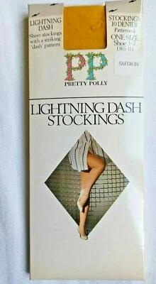 Medias transparentes azafrán PRETTY POLLY AÑOS 80/90 vintage Lightning Dash 10 denier Foto 1 de 4