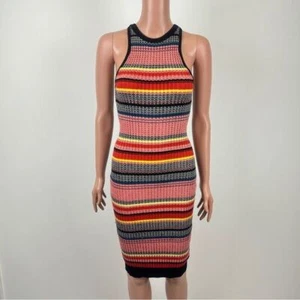 Damen ASTR The Label Barcelona Midi gerippt figurbetont Streifen Kleid Größe Small - Bild 1 von 11