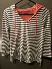 Sanoma Woman's Small Gray Striped Hoodie Top