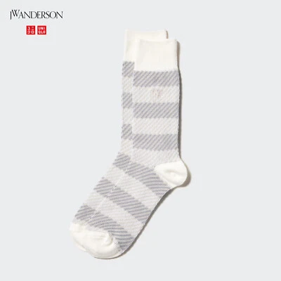 UNIQLO JW ANDERSON Jaquard Knit Off White Cotton Blend Socks- UK 8-11 EURO 42-46 - Image 1 of 3