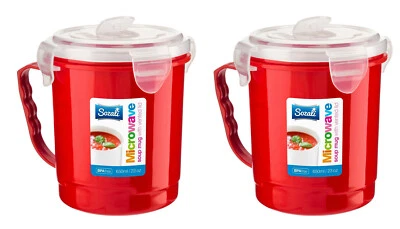 2 x Microwave Soup Mug 650ml Plastic Cup Container Hot Drink Food Pasta Porridge - Image 1 of 3