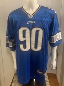 VTG NFL DETROIT LIONS #90 SUH FOOTBALL JERSEY BLUE MENS SIZE 52 REEBOK NWT