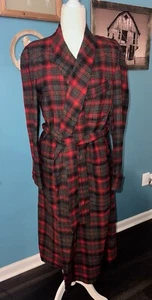 PENDLETON VTG 60s/70s Men’s Medium Robe Virgin Wool Tartan Plaid Lounge Red - Picture 1 of 12