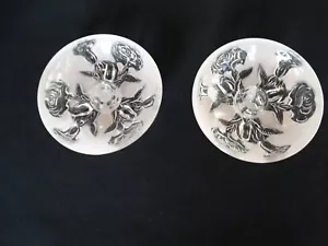 Pair of LE Smith Pink Clear Frosted Flower Roses Candleholders Pattern 1951 GUC - Picture 1 of 16