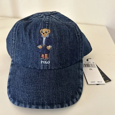 Polo Ralph Lauren Men’s Polo Bear Denim Ball Cap Hat Blue OS - Image 1 of 3