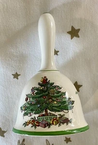 Campana manipulada SPODE árbol de Navidad (borde verde) 5 3/8"" hecha en Inglaterra - Imagen 1 de 4