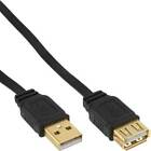 InLine USB2.0 Flachkabel Verlängerung A Stecker / Buchse schwarz / gold 5m