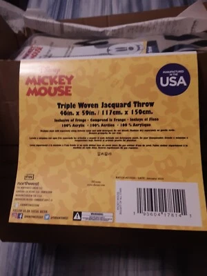 Disney Mickey Mouse Triple Woven Jacqard Throw Blanket 46x59 New "A" - Image 1 of 4