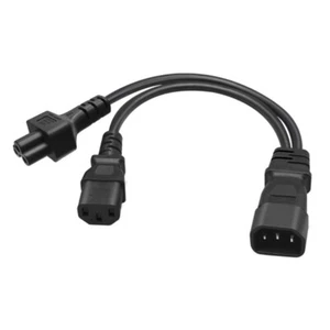 Y-splitter Adapter Cable IEC320 C14 Plug 3-Pin Male to C13+C5 Female Power Cord - Picture 1 of 6