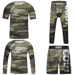 USA VERSAND Kinder brasilianisches Jiu Jitsu BJJ MMA Rashguard Shorts Spats Uniform tarnfarben - Bild 1 von 25