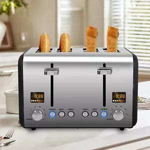 SEEDEEM 4-Slice Toaster, LCD, Bagel/Defrost/Warm Function, Removable Crumb Tray - Foto 1 di 20