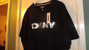 New men's DKNY XXL black t-shirt with large hologram logo and tags 100% cotton - Picture 1 of 7