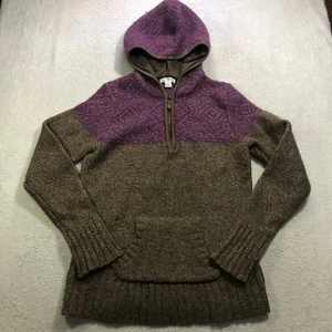 Gander Mountain Hoodie Womens Medium Brown Purple Wool Nylon 1/4 Zip - Picture 1 of 10