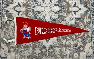 University Of Nebraska Cornhuskers Red Pennant Lincoln Nebraska Herbie Husker - Image 1 of 4