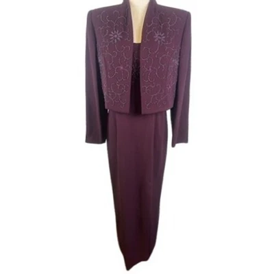 Rimini by Shaw Wedding Purple Beaded Dress Suit Formal Mother of Bride Size 10 - Image 1 of 4