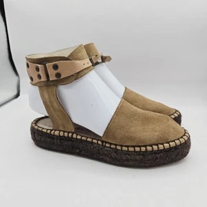 Free People Tan Suede Leather Espadrille Shoes Ankle Strap Size 36 - Picture 1 of 11