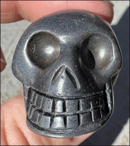 Sparkly Small HEMATITE Crystal Skull - Dissolve negativity, Grounding - Picture 1 of 10