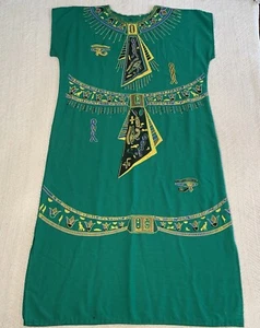 Ägyptisches Batik Kaftan Maxi Haus Kleid Einheitsgröße Boho Muu Muu grün 53 Zoll lang - Bild 1 von 10