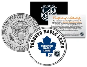 TORONTO ACERO LEAFS NHL Hockey JFK mezzo dollaro USA Moneta - LICENZA UFFICIALE  - Foto 1 di 3