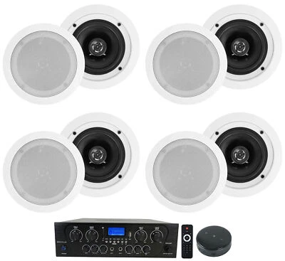 Rockville RPA40BT 4-Room/Zone Home Audio Amp+Wifi Receiver+(8) Ceiling Speakers - Image 1 of 4