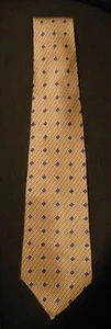 George Machado Tie 100% Silk Neck Gold Blue Zylos Printed Italy Made USA - Picture 1 of 4