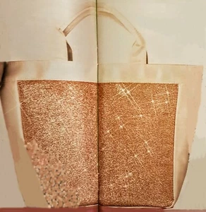 Avon All That Glitters Hand Bag Tote Metallic Gold Color Trim Shopper Purse New - Picture 1 of 4