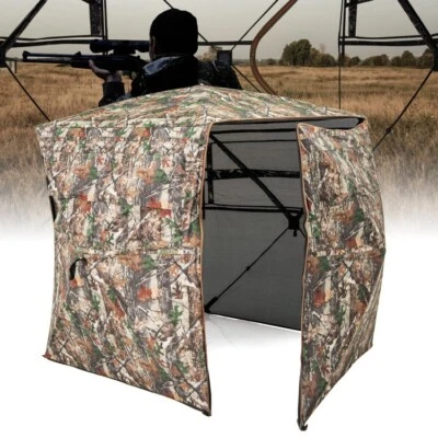 360°One Way See Portable Pop-Up Ground Hunting Blind Hunting Tent w/Carrying Bag - Image 1 of 4