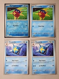 2x Carvanha 046/197 (1 holo inverso) y 2x Sharpedo 047/197 Llamas de obsidiana Casi Nuevo - Imagen 1 de 1