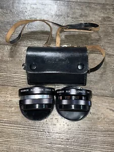 2 Yashica Yashikor Aux Telephoto & Wide Angle 1:4 lens screw on Y006 W Case Rare - Picture 1 of 10