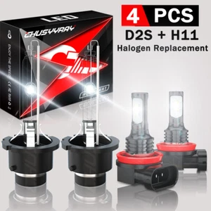 4X D2S HID Headlight H11 LED Fog Light Bulbs For Infiniti QX70 /QX50 2014-2017 - Picture 1 of 16