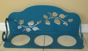 VINTAGE HEAVY METAL FLOWERPOT HOLDER WALL HANGING - HOLDS 3 POTS (23.5" long) - Picture 1 of 4