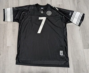 Reebok Pittsburgh Steelers Ben Roethlisberger Black White Jersey Sz 2XL Sewn - Picture 1 of 12