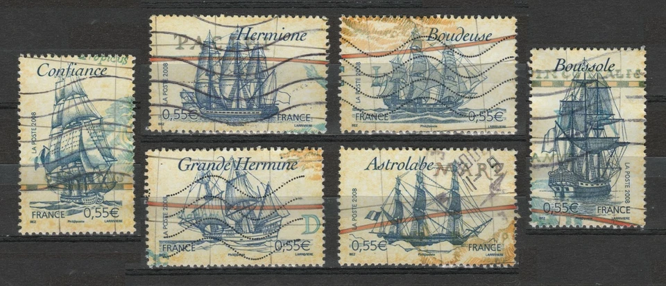 France 3501a-f Famous Ships (6 USED Stamps from sheet, 2008) - Image 1 of 1
