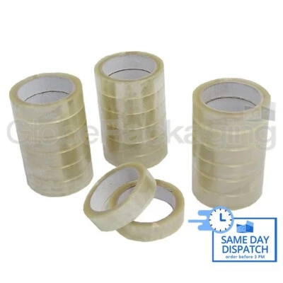 12 Rolls Clear Packing Tape 25mm 1" x 66M High Quality - Image 1 of 4