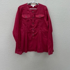Burberry Pink Long Sleeve Cotton Blouse Shirt w Chest Pockets Girls size 12 - Picture 1 of 5