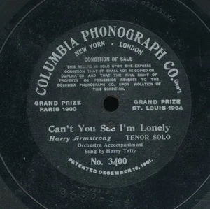 78tk-vocal-COLUMBIA 3400-Harry Tally-(Can't you see I'm lonely)-Single sided - Imagen 1 de 1