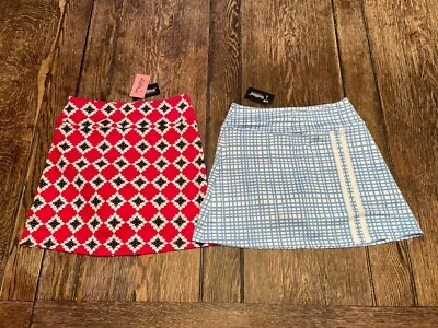 Novo com etiquetas 2 (lote) shorts de golfe GOLFTINI feminino XXS floral e xadrez Destiny & Serendipity - Imagem 1 de 4