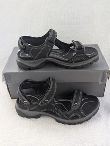 Size 6-6.5 Women's Ecco Offroad Black Strappy Adjustable Sandals 822123 - Picture 1 of 8
