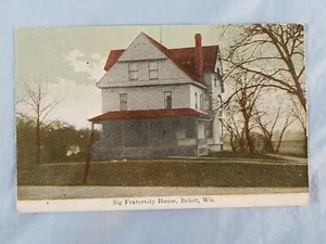 Vintage Beloit, WI Wisconsin Sig Fraternity House Beloit College Postcard - Picture 1 of 2