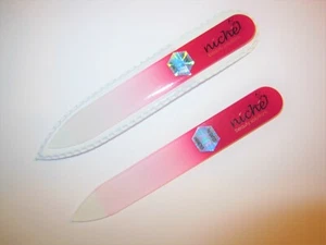 Nuevo! Precioso Totalmente Patentado Mini Lima de Uñas Cristal Con Un Rosa Mango - Picture 1 of 4