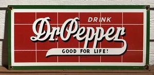 VINTAGE 26” DRINK DR. PEPPER "GOOD FOR LIFE"  PORCELAIN SIGN SODA POP COLA - Bild 1 von 7