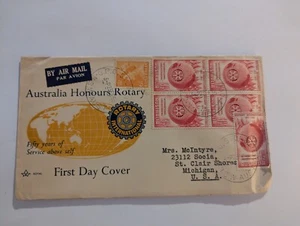 Vintage FDC First Day Cover Australia Honours Rotary International Club 1955 - Picture 1 of 2