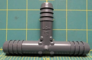 Lasco 1/2" x 1/2" x 1/2" Hose Barb Slip Tee Insert, PVC, Grey - Picture 1 of 7