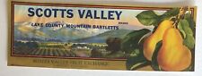 Lake County Bartlett's - Brand - Pear Crate Strip Label - Scotts Valley Fruit