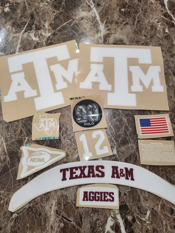 Texas A&M Aggies Bright White full size football helmet 3M vinyl decals SEC Cover