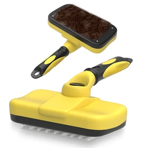 SELF CLEANING PET DOG CAT SLICKER BRUSH GROOMING for MEDIUM and LONG HAIR PETS - Picture 1 of 12